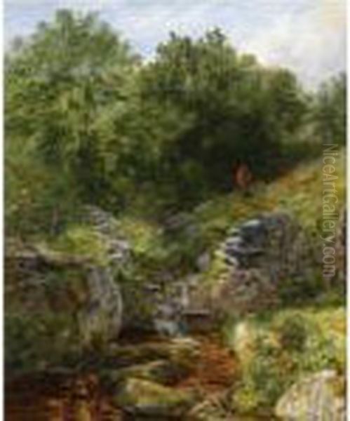 Streamlet At Bettws-y-coed Oil Painting by Benjamin Williams Leader