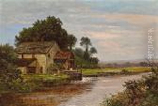 A Cottage By The River Oil Painting by Benjamin Williams Leader