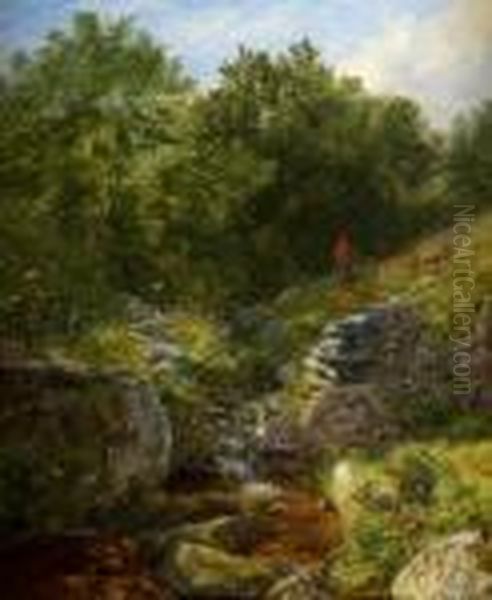 Streamlet At Bettws-y-coed, North Wales Oil Painting by Benjamin Williams Leader