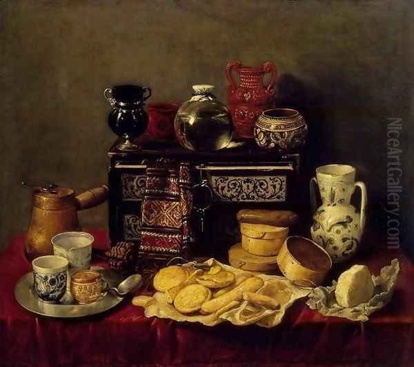 Still-Life with an Ebony Chest Oil Painting by Antonio de Pereda