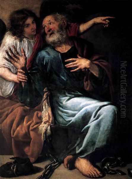 The Liberation of St Peter by an Angel Oil Painting by Antonio de Pereda