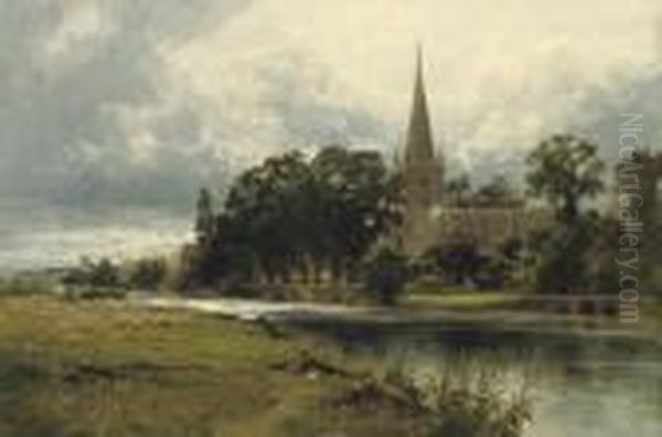 Stratford-on-avon Oil Painting by Benjamin Williams Leader