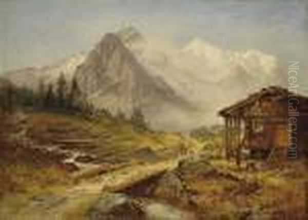 Alpine Landscape Oil Painting by Benjamin Williams Leader