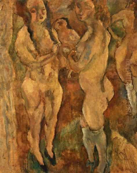 Nude Women Oil Painting by Jules Pascin