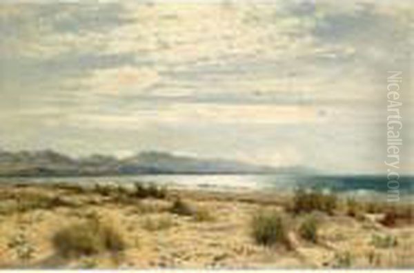 A Beach On The South West Coast Oil Painting by Benjamin Williams Leader