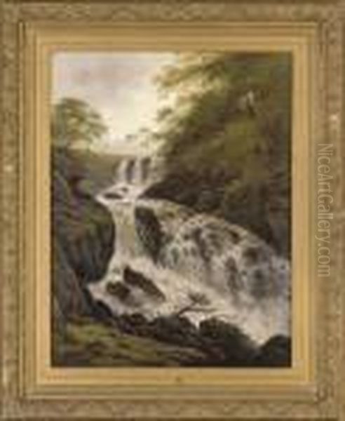 Falls On The Conway Oil Painting by Benjamin Williams Leader