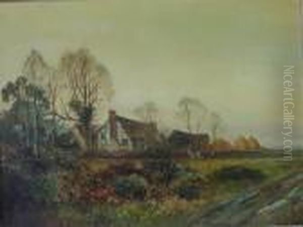 Farm With Cottage Oil Painting by Benjamin Williams Leader