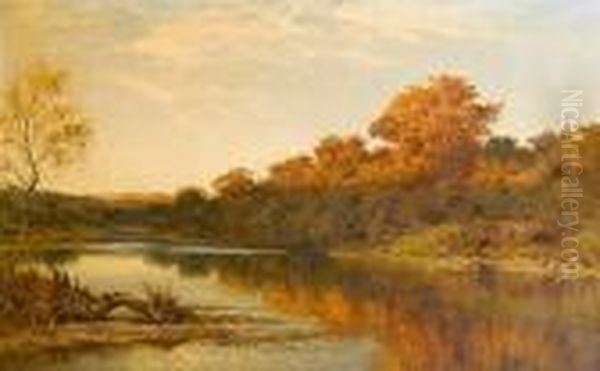 An Autumn Gleam Oil Painting by Benjamin Williams Leader