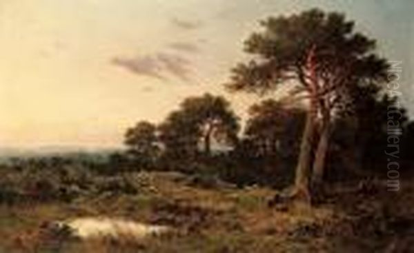 Evening On The Surrey Wolds Oil Painting by Benjamin Williams Leader