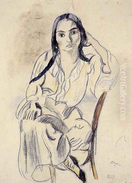 Gypsy Woman Oil Painting by Jules Pascin