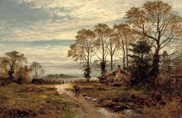 An Autumn Morning After Rain Oil Painting by Benjamin Williams Leader