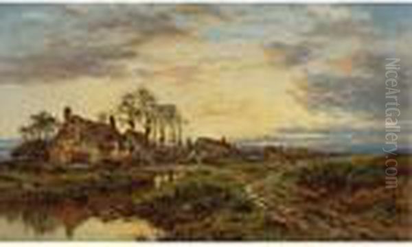 A Worcestershire Landscape: After The Rain Oil Painting by Benjamin Williams Leader