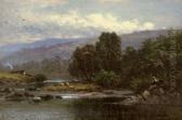 Near Capel Curig, North Wales Oil Painting by Benjamin Williams Leader