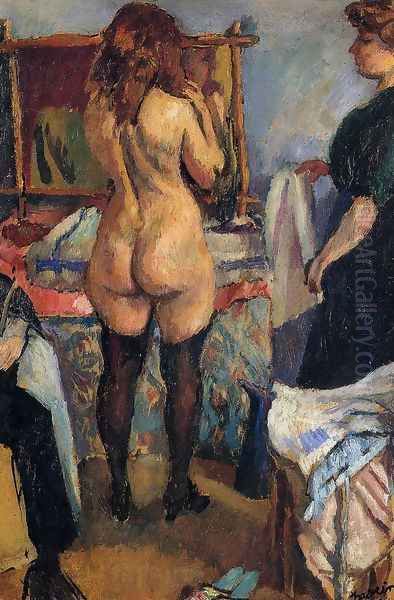 Getting Dressed Oil Painting by Jules Pascin