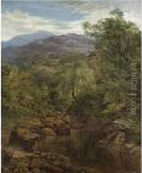 A Quiet Pool Near Glen Falloch Oil Painting by Benjamin Williams Leader