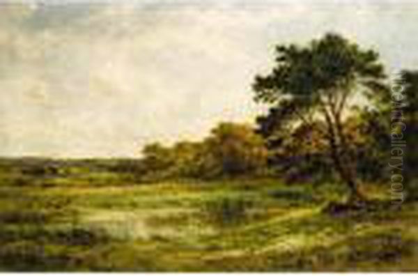 A Reedy Pool Oil Painting by Benjamin Williams Leader