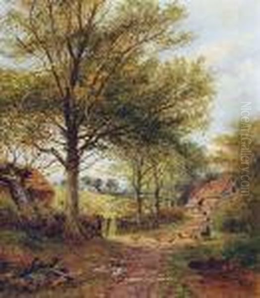 The Outskirts Of A Worcestershire Farm Oil Painting by Benjamin Williams Leader