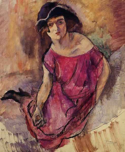 Beautiful English Girl Oil Painting by Jules Pascin