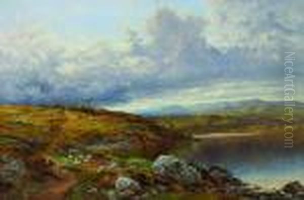 Landscape With Sheep Grazing Oil Painting by Benjamin Williams Leader