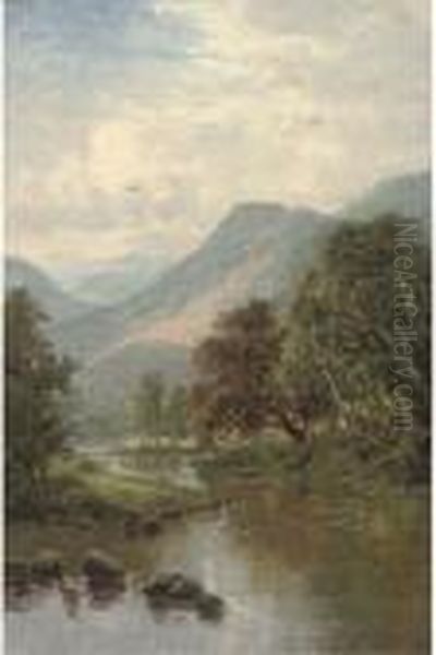 A Peaceful Stretch Of The River Oil Painting by Benjamin Williams Leader