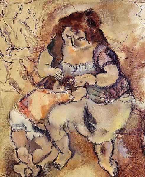 Looking for Lice Oil Painting by Jules Pascin