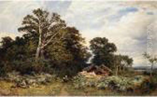 A Surrey Woodland Oil Painting by Benjamin Williams Leader