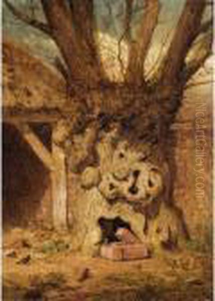 Beneath The Ancient Tree Oil Painting by Benjamin Williams Leader