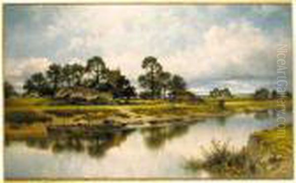 Severn Side, Sabrina's Stream At Kempsey On The River Severn Oil Painting by Benjamin Williams Leader