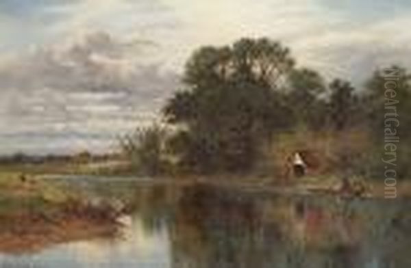 The Thames Near Goring Oil Painting by Benjamin Williams Leader