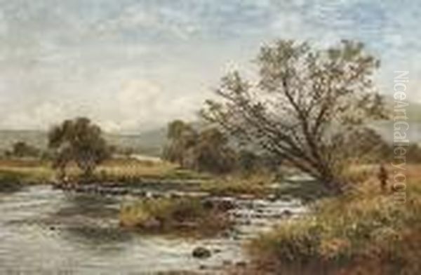 Stepping Stones On The Llugwy Oil Painting by Benjamin Williams Leader