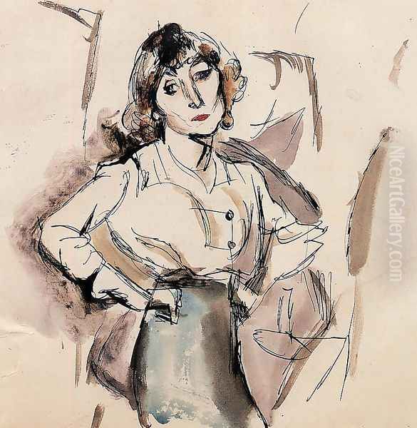 Hermine David Oil Painting by Jules Pascin