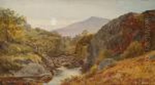 Highland River Landscapes Oil Painting by Benjamin Williams Leader