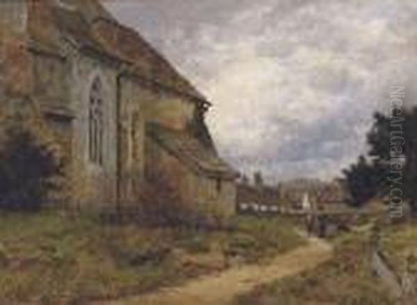 The Village Church Oil Painting by Benjamin Williams Leader