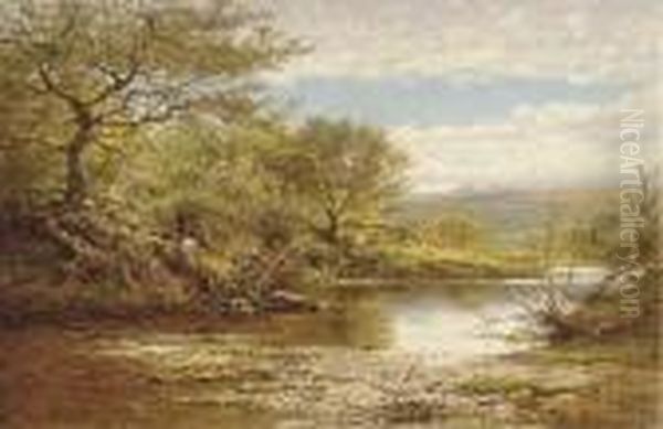 The Lluglwy, Autumn Oil Painting by Benjamin Williams Leader