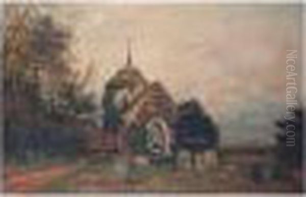 The Old Parish Church Of Albury Oil Painting by Benjamin Williams Leader