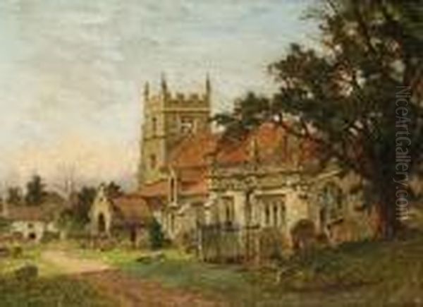 Claines Church, Warwickshire Oil Painting by Benjamin Williams Leader