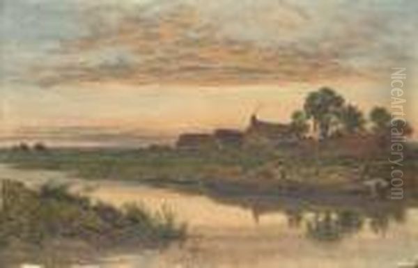 On The Severn Oil Painting by Benjamin Williams Leader