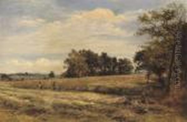 Haymaking, Whittingdon, Worcester Oil Painting by Benjamin Williams Leader