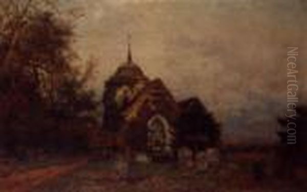 Old Parish Church Of Albury Oil Painting by Benjamin Williams Leader