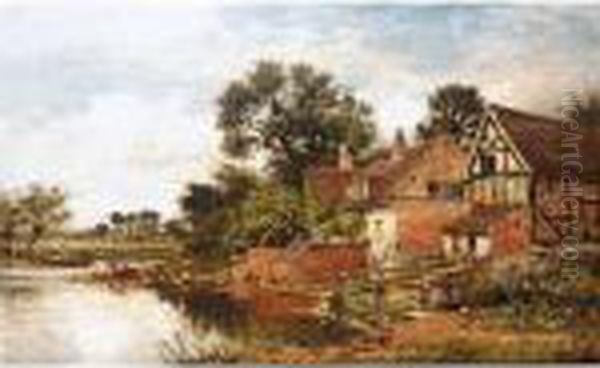 An Old Worcestershire Manor House Oil Painting by Benjamin Williams Leader