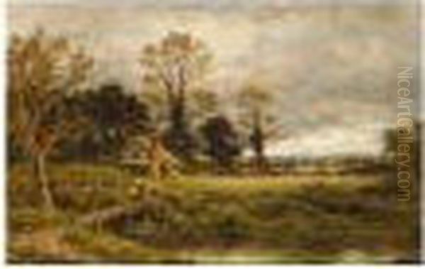 Rural Landscape Oil Painting by Benjamin Williams Leader