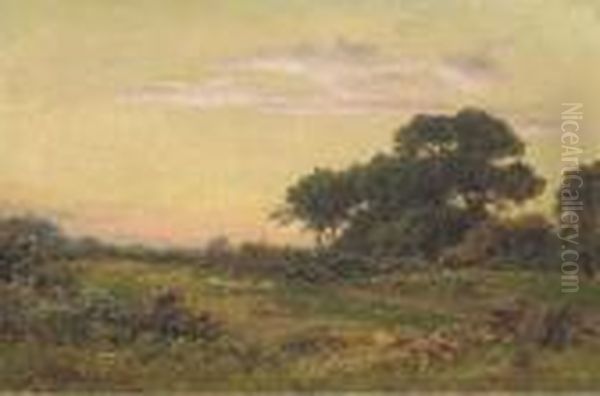 Surrey Pastures Oil Painting by Benjamin Williams Leader