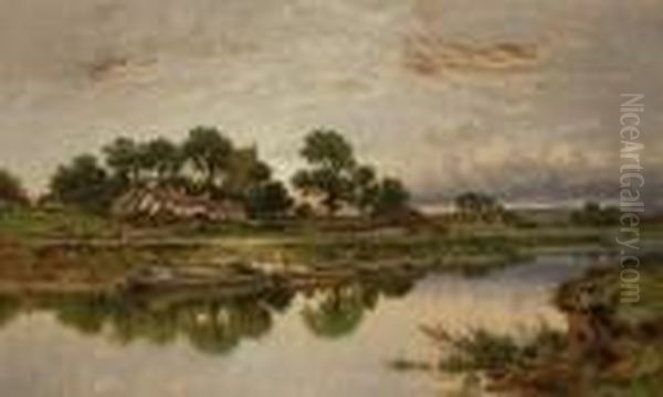 Kempsey Church On The River Severn Oil Painting by Benjamin Williams Leader