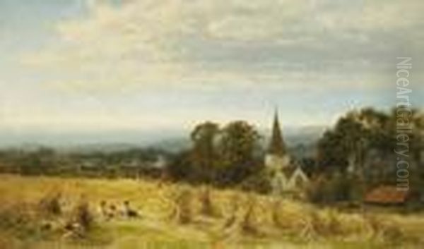 Harvest Time Oil Painting by Benjamin Williams Leader