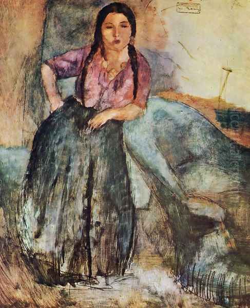 Gypsy Girl Oil Painting by Jules Pascin