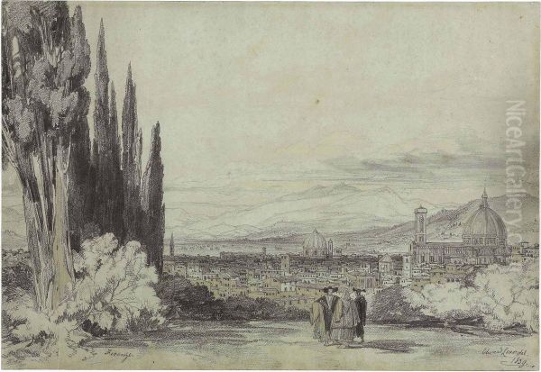 A View Of Florence With The Duomo In The Distance Oil Painting by Edward Lear