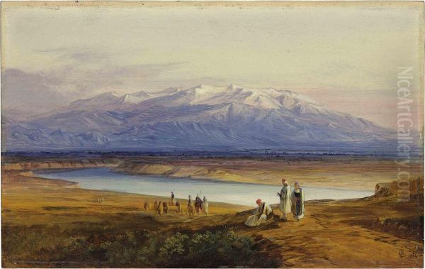 View Of Mount Olympus, Macedonia And Thessaly Oil Painting by Edward Lear