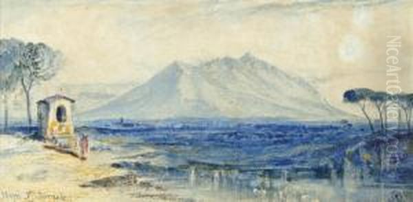 Nepi, With Mount Soracte Beyond, Italy Oil Painting by Edward Lear