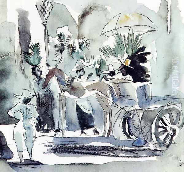 Horse and Carriage Oil Painting by Jules Pascin