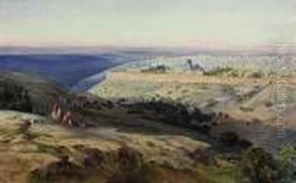 Jerusalem From The Mount Of Olives, Sunrise Oil Painting by Edward Lear